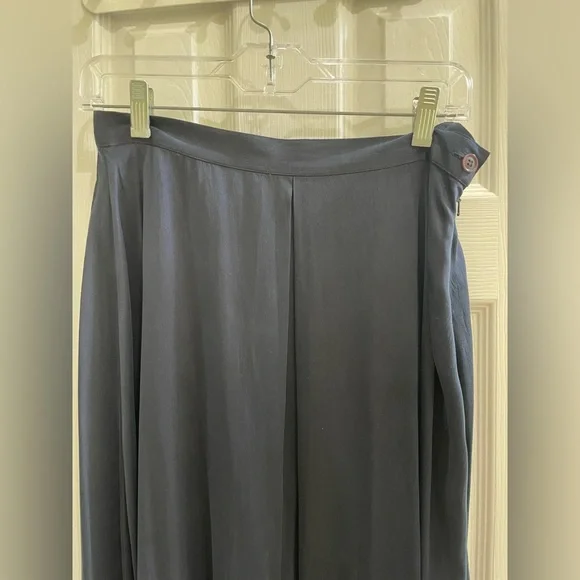 Vintage 100% Silk Satin Blue Midi Skirt - Picture 5 of 5